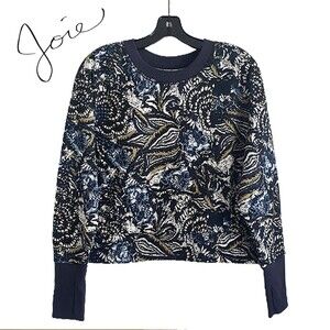 JOIE NEW Bohemian CALEIGH Floral Paisley Abstract Thumb Hole Cuffs Sweatshirt